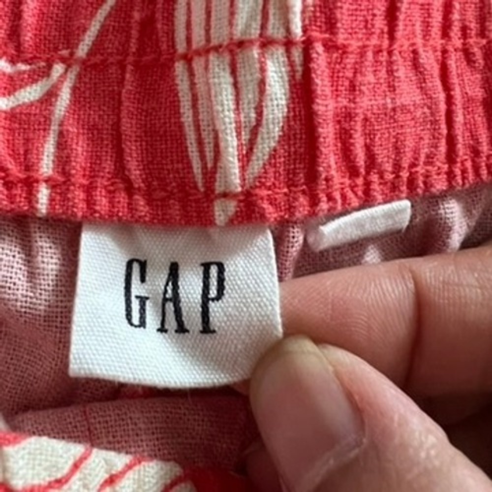 Gap Women XXL‎ Red Orange Floral Linen Blend Pull On Shorts Tropical Summer - Picture 3 of 9